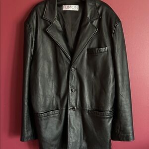 Men’s Fumon by Damselle Black Leather Blazer Jacket